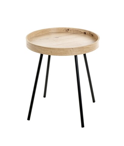Beistelltisch >25485< in eiche, schwarz, MDF, Metall - 45x40cm (HxD)