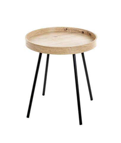 Beistelltisch >25485< in eiche, schwarz, MDF, Metall - 45x40cm (HxD)