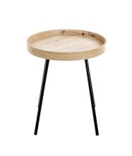 Beistelltisch >25485< in eiche, schwarz, MDF, Metall - 45x40cm (HxD)