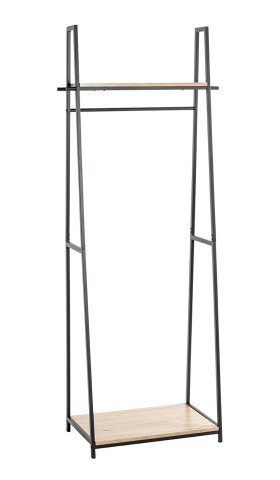 Garderobe >25492< in eiche, schwarz, MDF, Metall - 68x166x40cm (BxHxT)