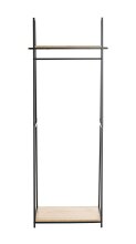 Garderobe >25492< in eiche, schwarz, MDF, Metall - 68x166x40cm (BxHxT)