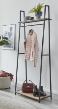 Garderobe >25492< in eiche, schwarz, MDF, Metall - 68x166x40cm (BxHxT)