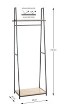 Garderobe >25492< in eiche, schwarz, MDF, Metall - 68x166x40cm (BxHxT)