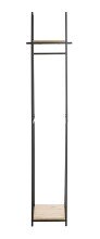Garderobe >25493< in eiche, schwarz, MDF, Metall - 38x166x40cm (BxHxT)