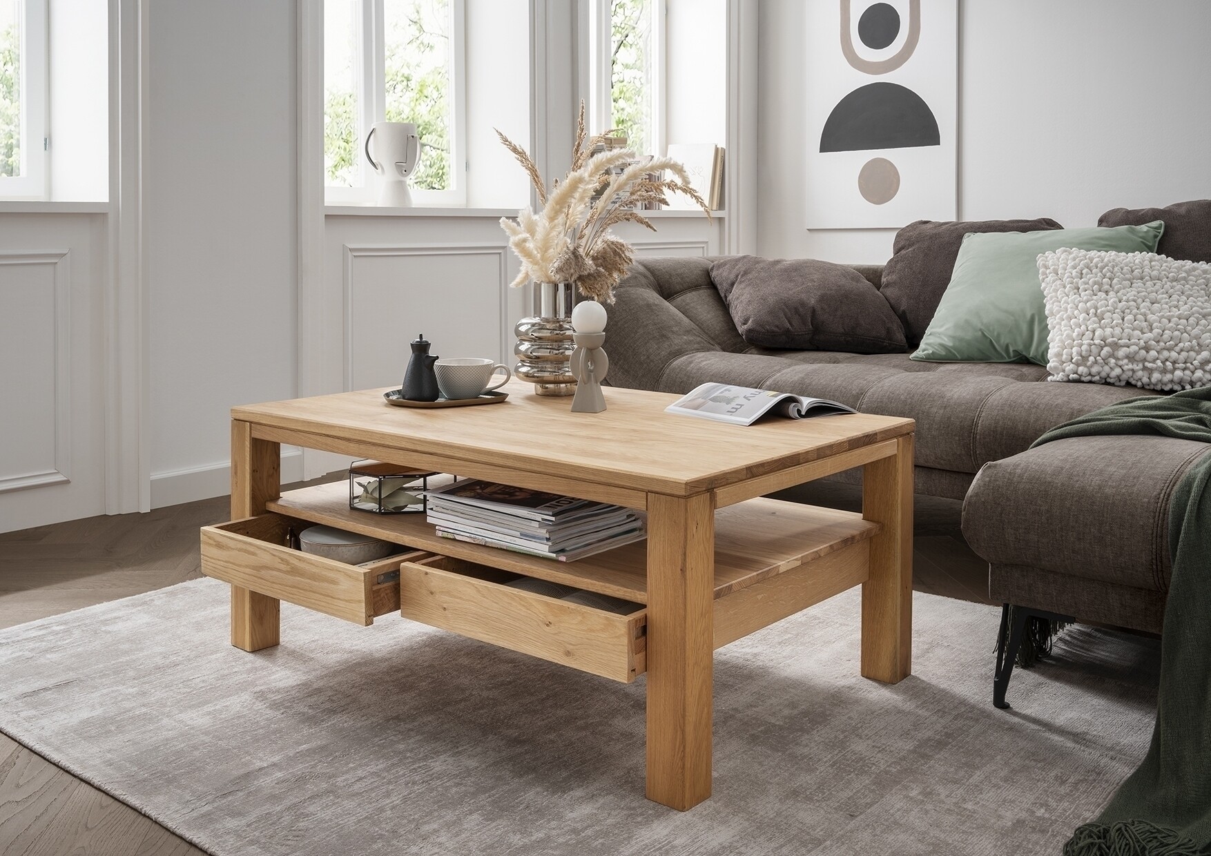 Couchtisch >2134< in Eiche massiv, Eiche Massiv