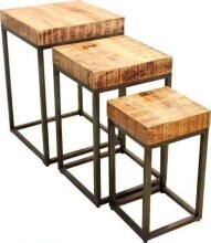 Couchtisch >2129< in Mangoholz, Gestell Eisen...