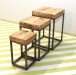 Couchtisch >2129< in Mangoholz, Gestell Eisen schwarz - 40x60x40cm (BxHxT)