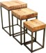 Couchtisch >2129< in Mangoholz, Gestell Eisen schwarz - 40x60x40cm (BxHxT)
