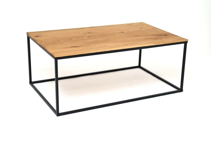 Couchtisch >2132< in Eiche Massiv, Gestell Matall schwarz - 100x40x60cm (BxHxT)