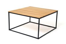 Couchtisch >2133-75< in Eiche Massiv, Gestell Metall Schwarz - 75x40x75 (BxHxT)