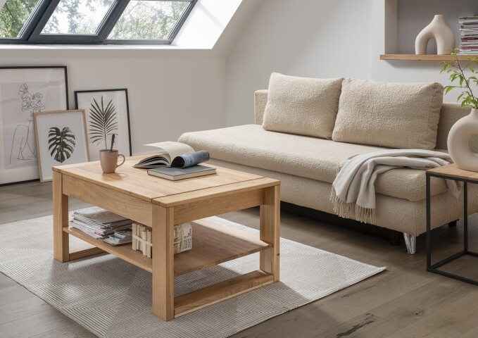Couchtisch >2137< in Eiche Massiv geölt, Eiche - 100x45,5x65cm (BxHxT)