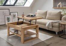 Couchtisch >2137< in Eiche Massiv geölt, Eiche - 100x45,5x65cm (BxHxT)