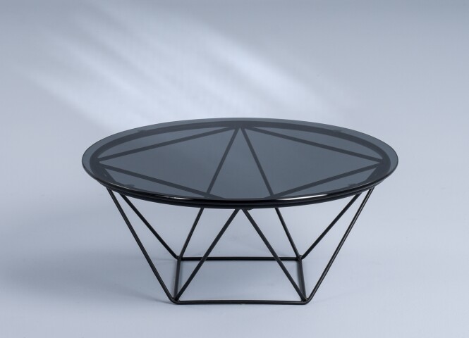 Couchtisch >Nairo< in schwarz, Sicherheitsglas grau - 70cm Durchmesser, 30cm (H)