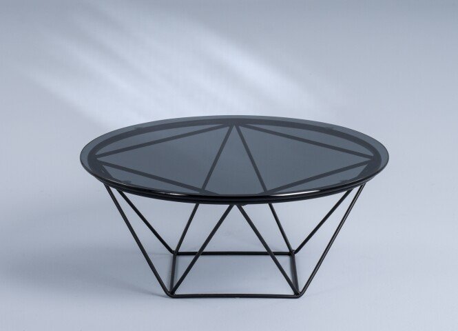 Couchtisch >Nairo< in schwarz, Sicherheitsglas grau - 70cm Durchmesser, 30cm (H)