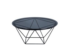 Couchtisch >Nairo< in schwarz, Sicherheitsglas grau - 70cm Durchmesser, 30cm (H)