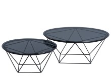 Couchtisch >Nairo< in schwarz, Sicherheitsglas grau - 70cm Durchmesser, 30cm (H)