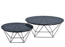 Couchtisch >Nairo< in schwarz, Sicherheitsglas grau - 70cm Durchmesser, 30cm (H)