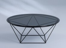 Couchtisch >Nario < Metall schwarz + Sicherheitsglas grau - 70cm Durchmesser, 36cm (H)