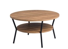 Couchtisch >Aurora< in schwarz/braun, MDF Dekor Eiche  - 80cm Durchmesser, 45cm (H)