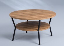 Couchtisch >Aurora< in schwarz/braun, MDF Dekor Eiche  - 80cm Durchmesser, 45cm (H)