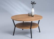 Couchtisch >Aurora< in schwarz/braun, MDF Dekor Eiche  - 80cm Durchmesser, 45cm (H)