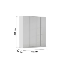 Drehtürenschrank >Monostar< in Glas seidengrau / seidengrau - 181x210x54 (BxHxT)
