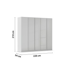 Drehtürenschrank >Monostar< in Glas seidengrau / seidengrau - 226x210x54 (BxHxT)
