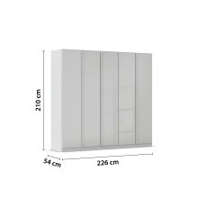 Drehtürenschrank >Modesty< in Glas seidengrau / seidengrau - 226x210x54 (BxHxT)