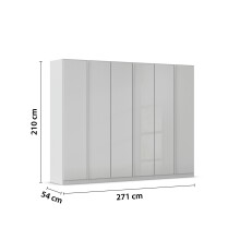 Drehtürenschrank >Modesty< in Glas seidengrau / seidengrau - 271x210x54 (BxHxT)