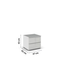 Nachtkommode >Modesty< in Glas seidengrau / seidengrau - 47x43x42 (BxHxT)