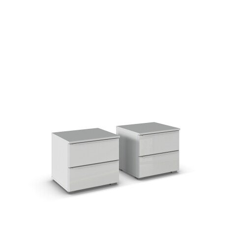 Nachtkommode >Modesty< (2er-Set) in Glas seidengrau / seidengrau  - 47x43x42cm B/H/T