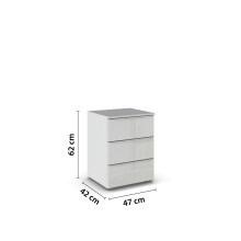 Nachtkommode >Modesty< in Glas seidengrau / seidengrau - 47x62x42 (BxHxT)