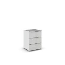 Nachtkommode >Modesty< in Glas seidengrau / seidengrau - 47x62x42 (BxHxT)