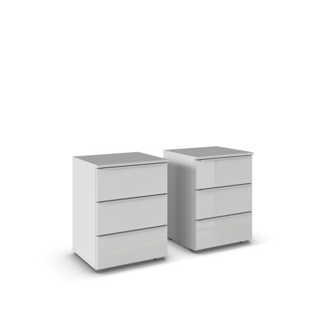 Nachtkommode >Modesty< (2er-Set) in Glas seidengrau / seidengrau - 47x62x42cm B/H/T