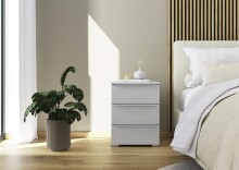 Nachtkommode >Modesty< (2er-Set) in Glas seidengrau / seidengrau - 47x62x42cm B/H/T