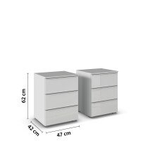 Nachtkommode >Modesty< (2er-Set) in Glas seidengrau / seidengrau - 47x62x42cm B/H/T