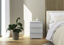 Nachtkommode >Modesty< (2er-Set) in Glas seidengrau / seidengrau - 47x62x42cm B/H/T