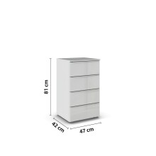 Kommode >Modesty< in Glas seidengrau / seidengrau - 47x81x42 (BxHxT)
