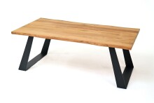 Couchtisch >2147< in Wildeiche Massiv, Gestell Metall - 110x40x60cm (BxHxT)