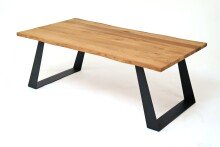 Couchtisch >2147< in Wildeiche Massiv, Gestell Metall - 110x40x60cm (BxHxT)