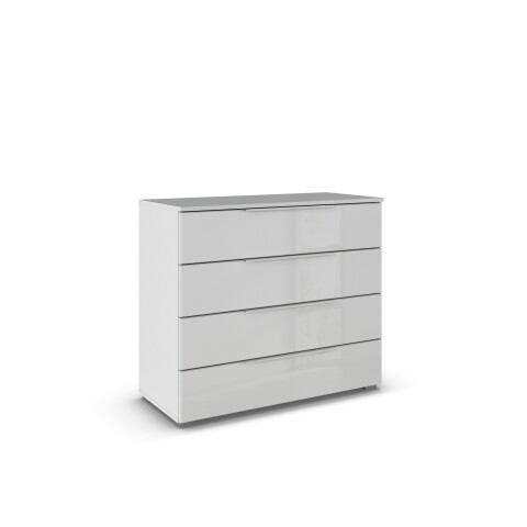 Kommode >Modesty< in Glas seidengrau / seidengrau - 93x81x42 (BxHxT)