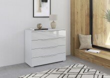 Kommode >Modesty< in Glas seidengrau / seidengrau -...