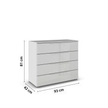 Kommode >Modesty< in Glas seidengrau / seidengrau - 93x81x42 (BxHxT)