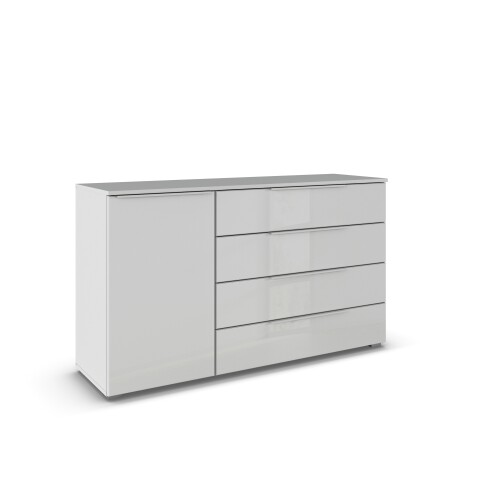 Sideboard >Modesty< in Glas seidengrau/seidengrau 140x81x42cm (BxHxT)