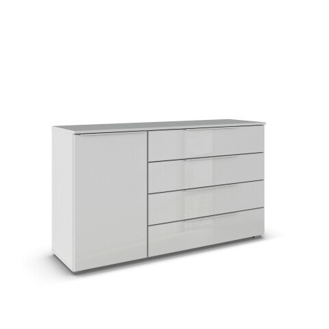 Sideboard >Modesty< in Glas seidengrau/seidengrau 140x81x42cm (BxHxT)