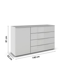 Sideboard >Modesty< in Glas seidengrau/seidengrau 140x81x42cm (BxHxT)