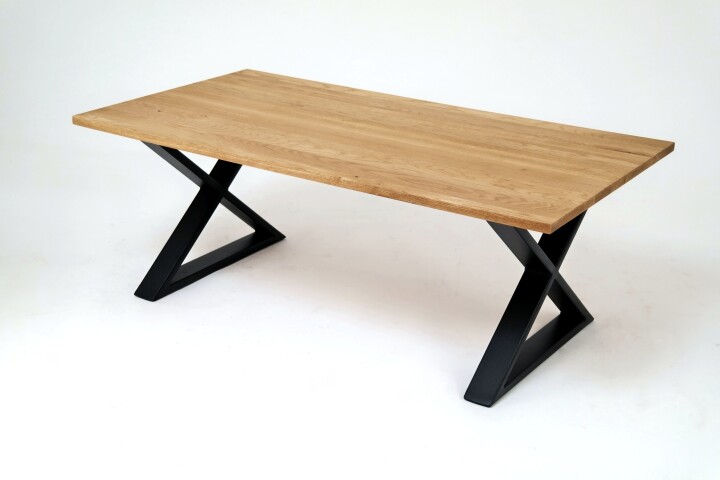 Couchtisch >2148< in Wildeiche Massiv, Gestell Metall - 110x40x60cm (BxHxT)