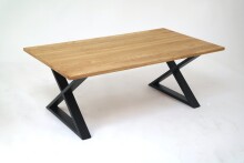 Couchtisch >2148< in Wildeiche Massiv, Gestell Metall - 110x40x60cm (BxHxT)