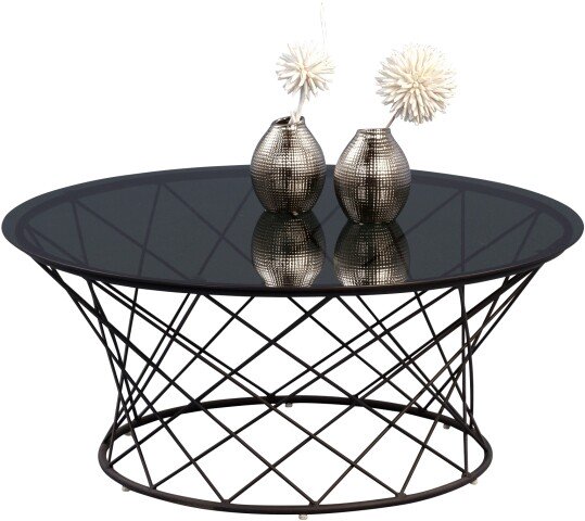 Couchtisch >Noa< in schwarz, Metall schwarz + Sicherheitsglas grau - 35x80 (HxD)