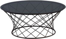 Couchtisch >Noa< in schwarz, Metall schwarz + Sicherheitsglas grau - 35x80 (HxD)